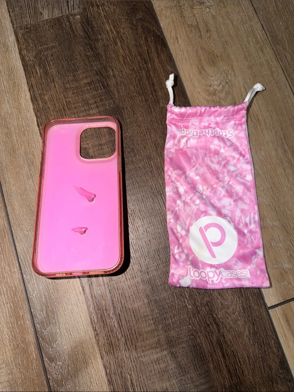 Loopy Case Pink Opal Shell Iridescent Glitter with Loop Grip iPhone 14 Pro Max